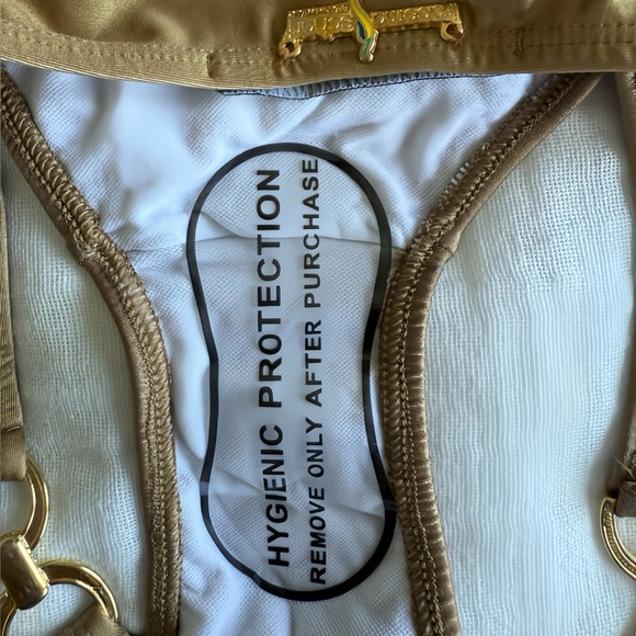 Iracema Scharf Luxury Brazilian Bikini Set S Gold Brown Bandeau Top & Bottom NWT - Picture 7 of 15